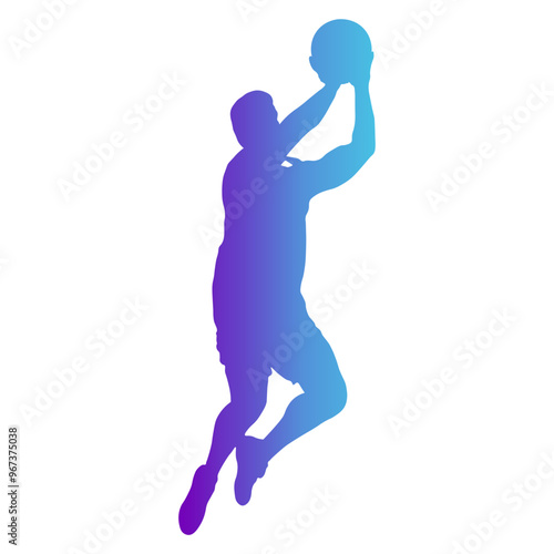 Basketball Player Silhouette with Colorful Design. Isolated Flat Vector Illustration