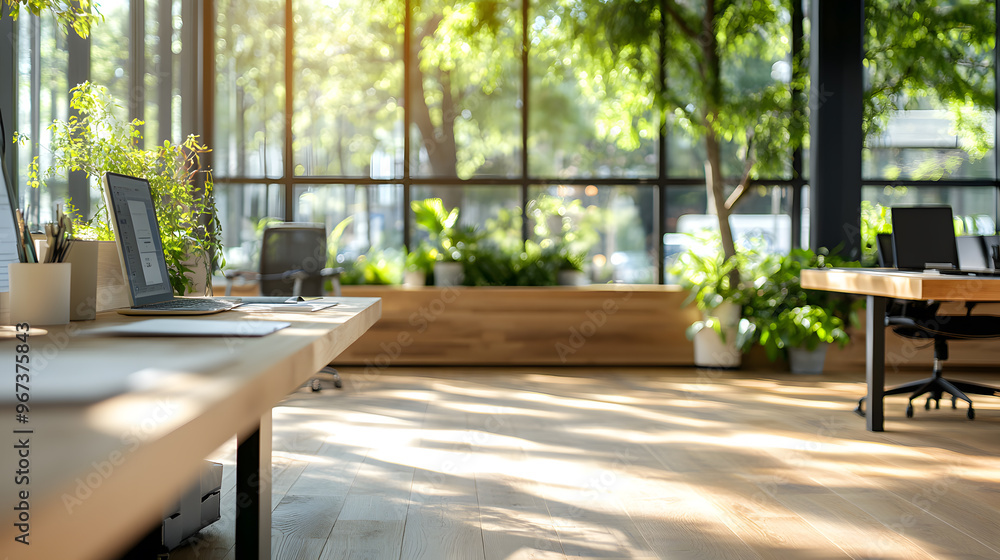 Fototapeta premium Design an office space that incorporates natural element