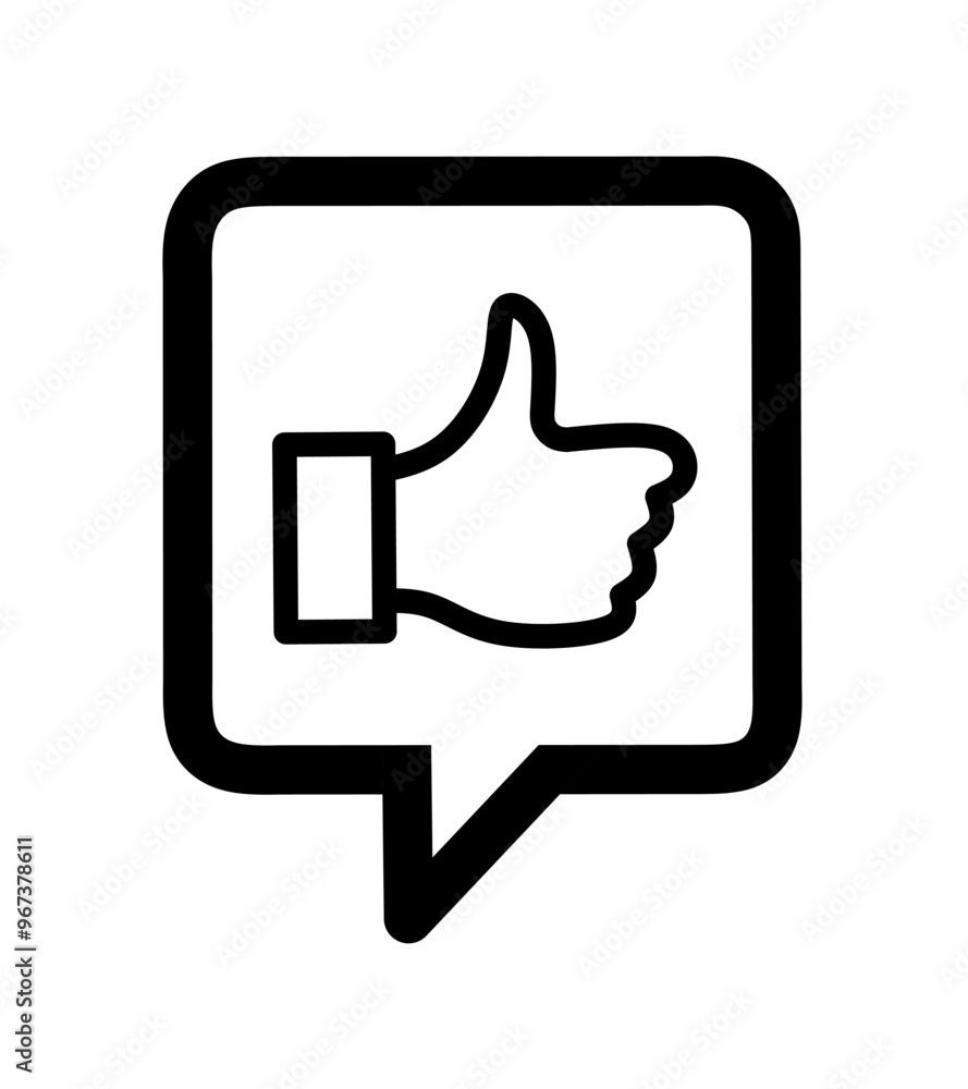 Like icon vector in speech bubble Like icon vector in speech bubble