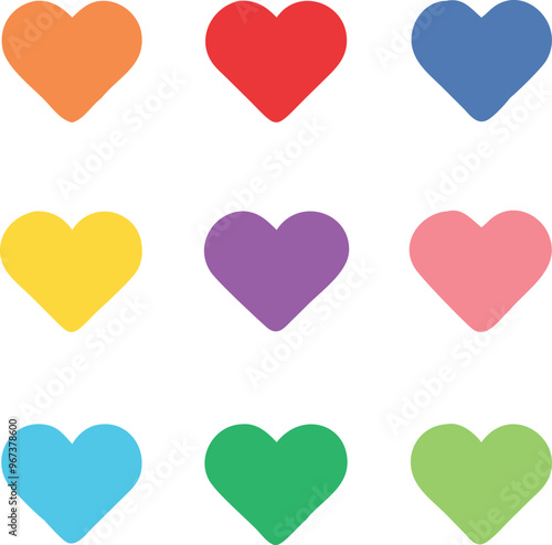 Heart Love Icon Emoji Set differennt Color Vector Collection Sign photo