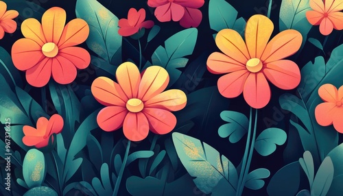 2D cartoon style illustration featuring a flower design