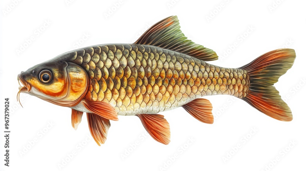 Carp clipart, element, 3D illustration, realistic, isolated on white background Carp clipart, element, 3D illustration, realistic, isolated on white background