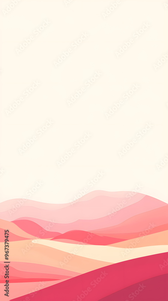 Abstract illustration poster of pink mountains and grassland with sunset range with a soft, dreamy feel.
Abstract illustration poster of pink mountains and grassland with sunset range with a soft, dreamy feel.
