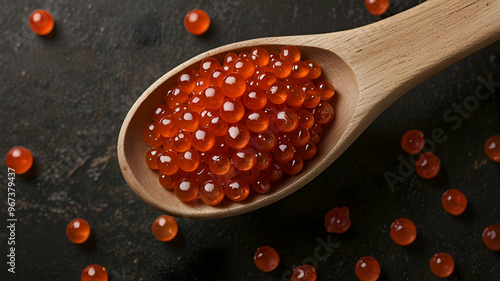 red caviar in a spoon photo