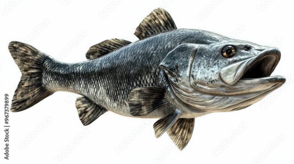 Bass clipart, element, 3D illustration, realistic, isolated on white background Bass clipart, element, 3D illustration, realistic, isolated on white background