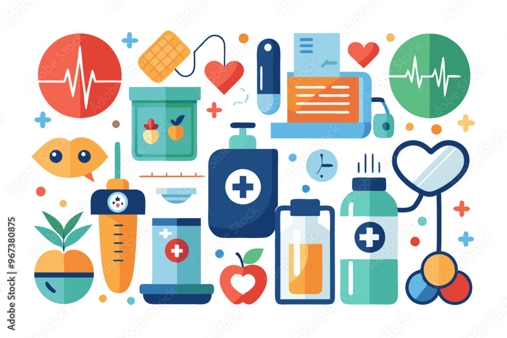 Medical and Healthcare Equipment and Tools Illustration Medical and Healthcare Equipment and Tools Illustration