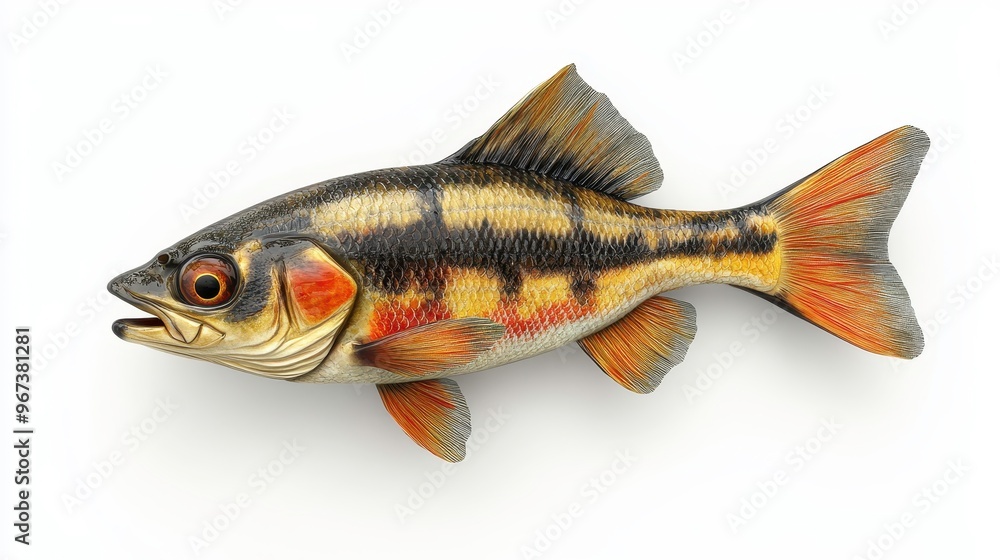 Perch clipart, element, 3D illustration, realistic, isolated on white background Perch clipart, element, 3D illustration, realistic, isolated on white background