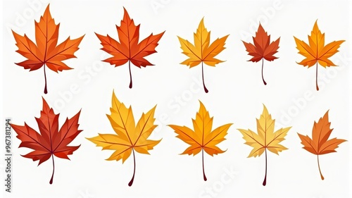 Colorful Autumn Leaves Illustration with Various Maple Leaf Designs