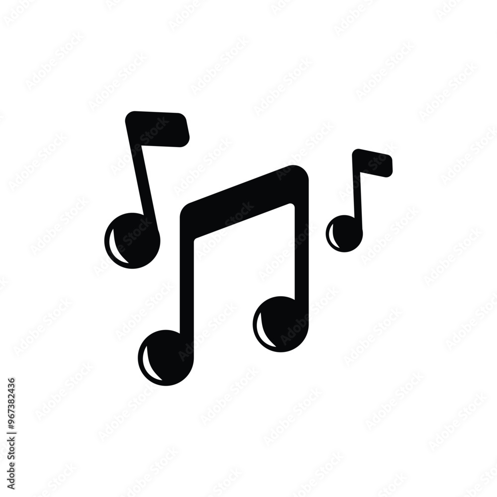 Music note symbol and glyph design. Music note flat vector icon design on white background Music note symbol and glyph design. Music note flat vector icon design on white background