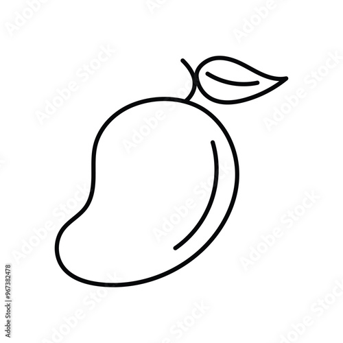 Mango black and white flat vector icon design. Mango symbol design and glyph