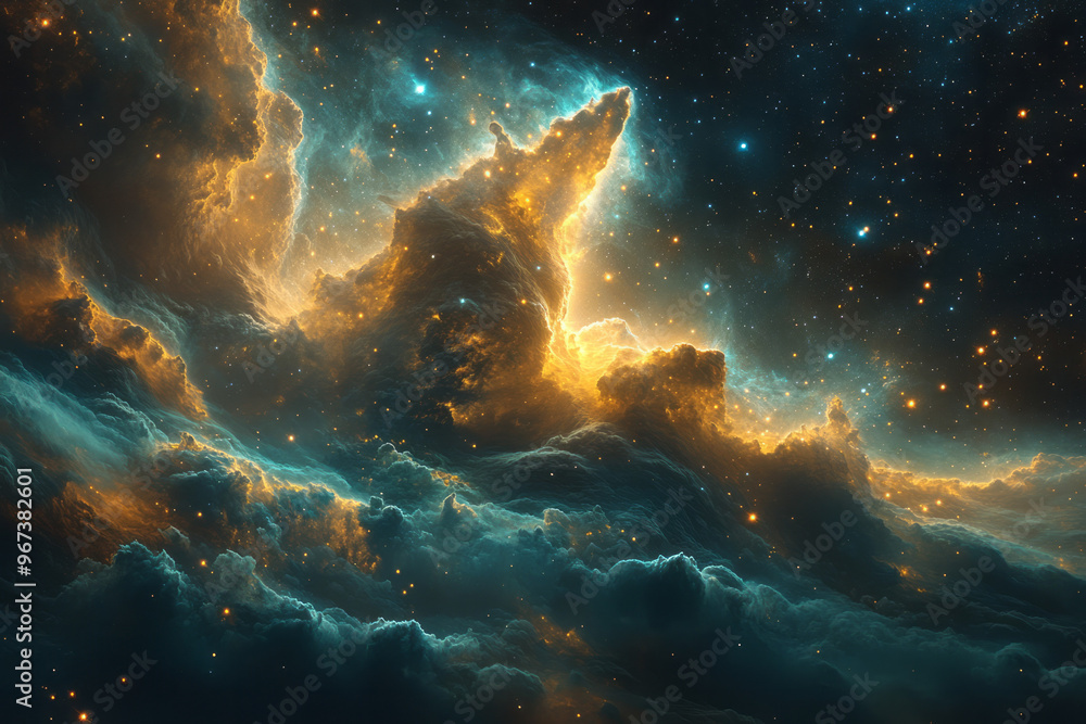 A celestial eruption where emerald and aquamarine gases expand, A celestial eruption where emerald and aquamarine gases expand,