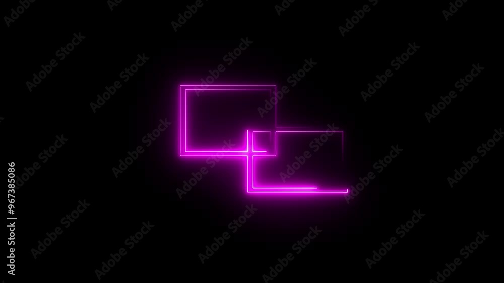 Abstract Glowing saber rectangle neon frame on black background. Abstract Glowing saber rectangle neon frame on black background.