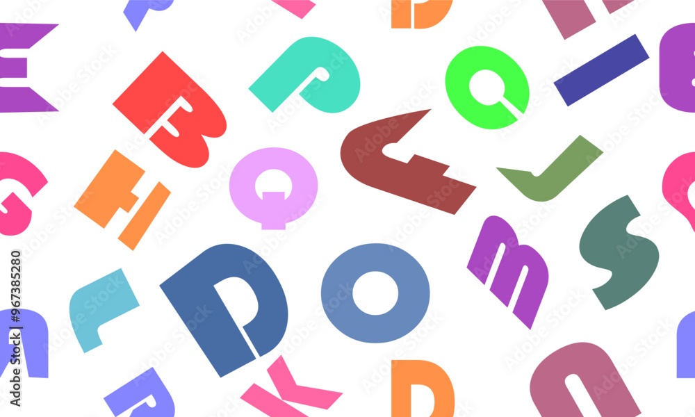 Fototapeta premium colorful English's alphabet, alphabet A B C D E F G H I J K L M N O P Q R S, seamless pattern