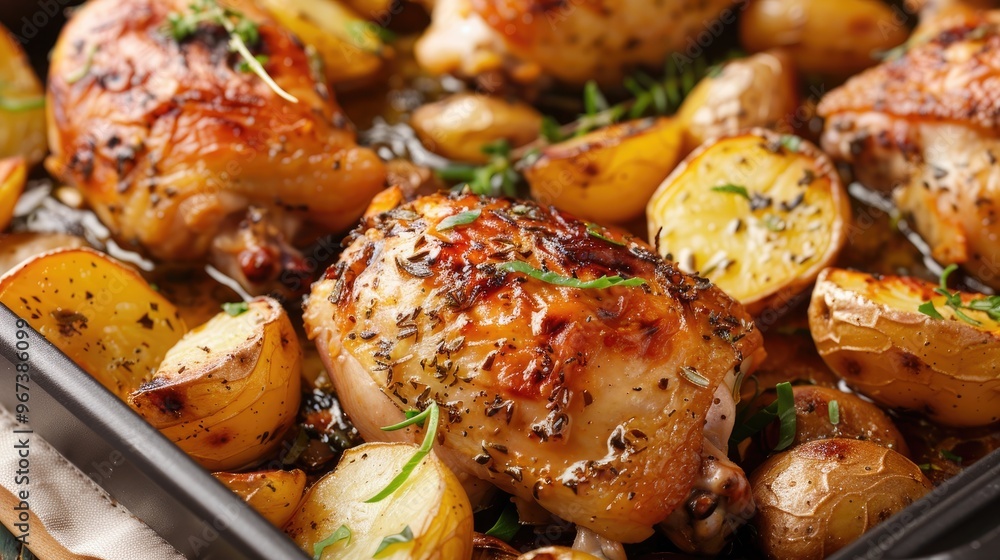 Chicken and potatoes baked in oven Chicken and potatoes baked in oven