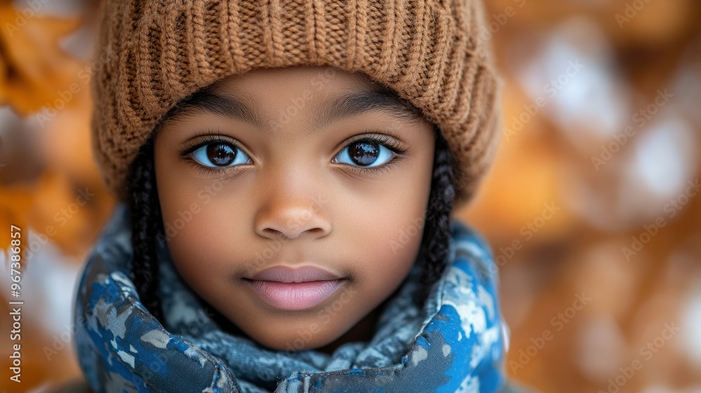 Portrait of a Young Boy in a Brown Knit Hat Portrait of a Young Boy in a Brown Knit Hat