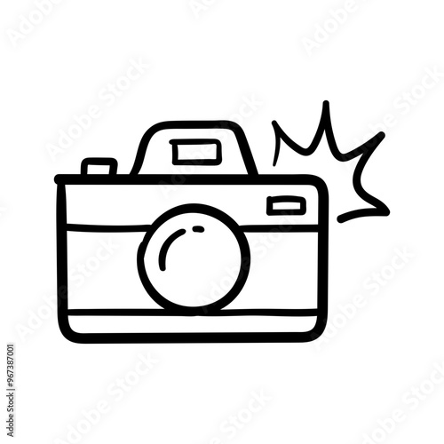 Hand Drawn Camera Doodle Icon for Creative Design and Photography