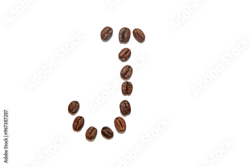 brown coffee bean letter J