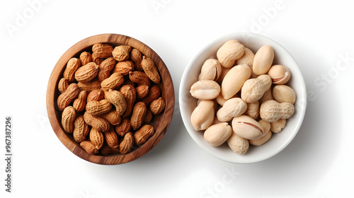 Salted Peanuts Wooden Bowl Side And Top View