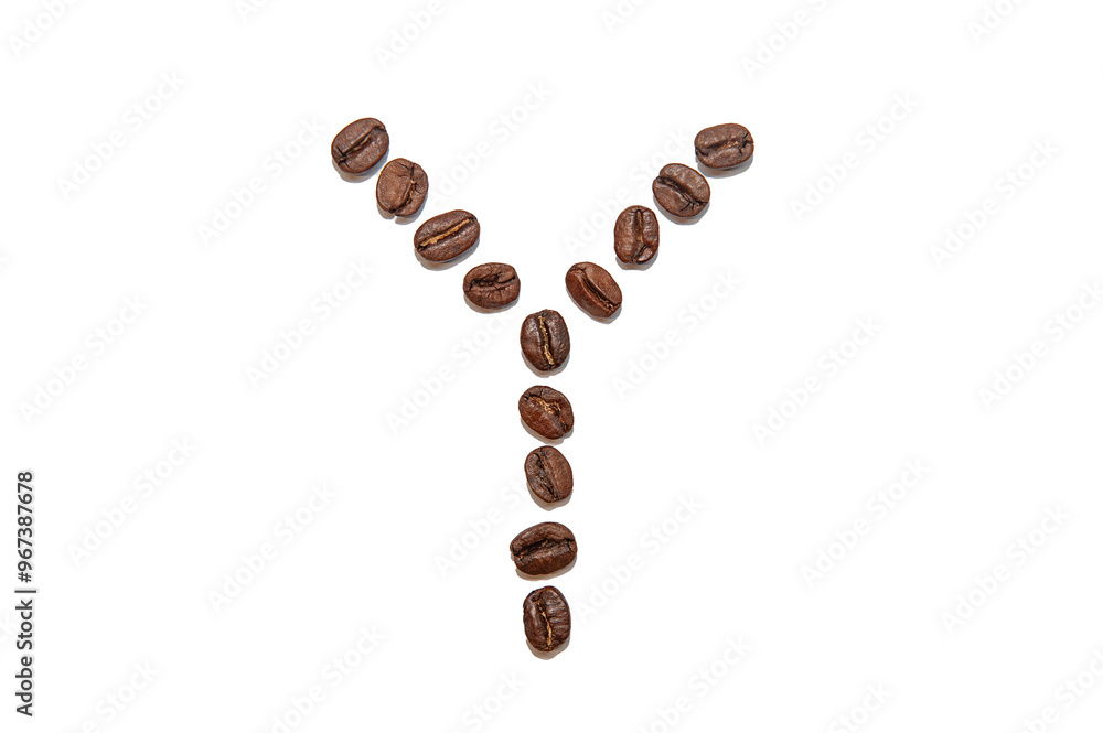 brown coffee bean letter Y brown coffee bean letter Y