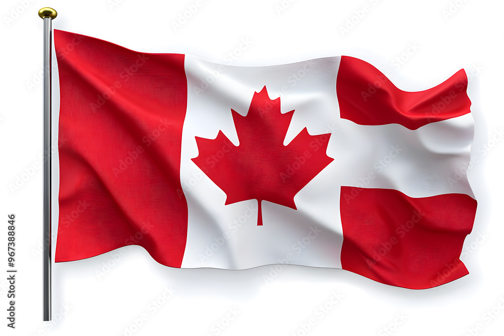 Wavy flag of Canada, isolated on white background Wavy flag of Canada, isolated on white background