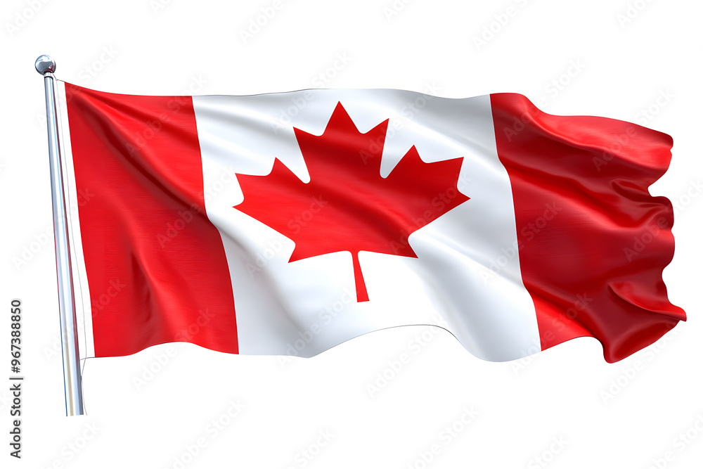 Wavy flag of Canada, isolated on white background Wavy flag of Canada, isolated on white background