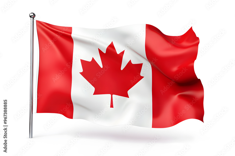 Wavy flag of Canada, isolated on white background Wavy flag of Canada, isolated on white background