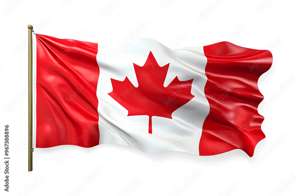 Wavy flag of Canada, isolated on white background Wavy flag of Canada, isolated on white background