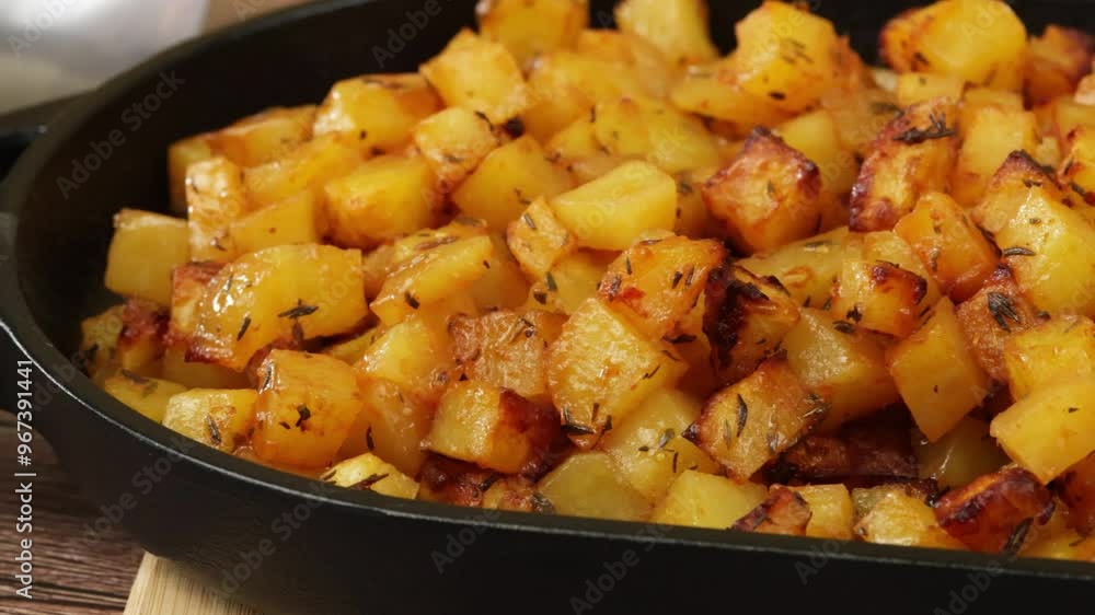 plat de pommes de terre rissolées, en gros plan plat de pommes de terre rissolées, en gros plan