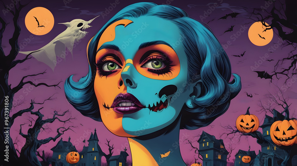Halloween surrealism, dreamlike imagery, illogical elements, spooky symbolism perfect for Halloween Halloween surrealism, dreamlike imagery, illogical elements, spooky symbolism perfect for Halloween