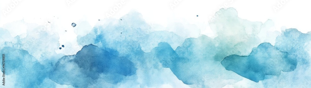 Fototapeta premium A serene watercolor splash in shades of blue, perfect for backgrounds, designs, and creative projects.