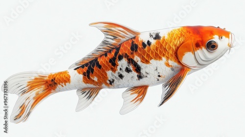 Koi clipart, element, 3D illustration, realistic, isolated on white background