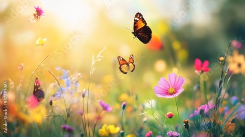 Butterflies in a Spring Meadow