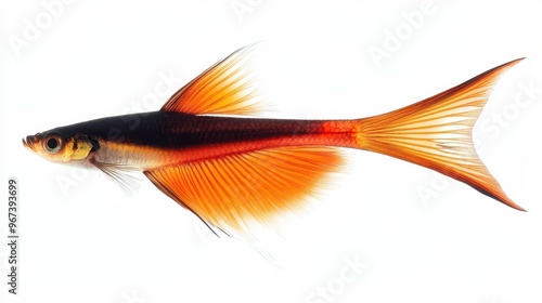 Swordtail clipart, element, 3D illustration, realistic, isolated on white background photo