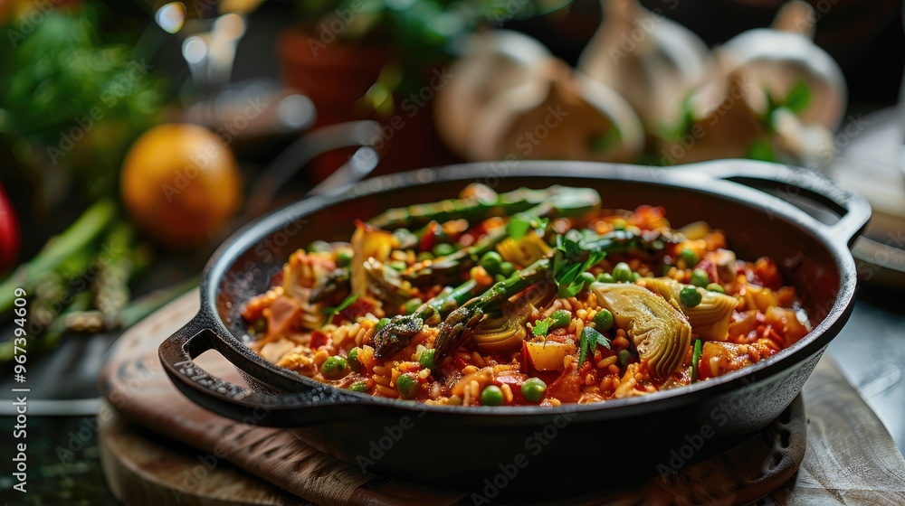 Classic Spanish dish with asparagus and artichokes Classic Spanish dish with asparagus and artichokes