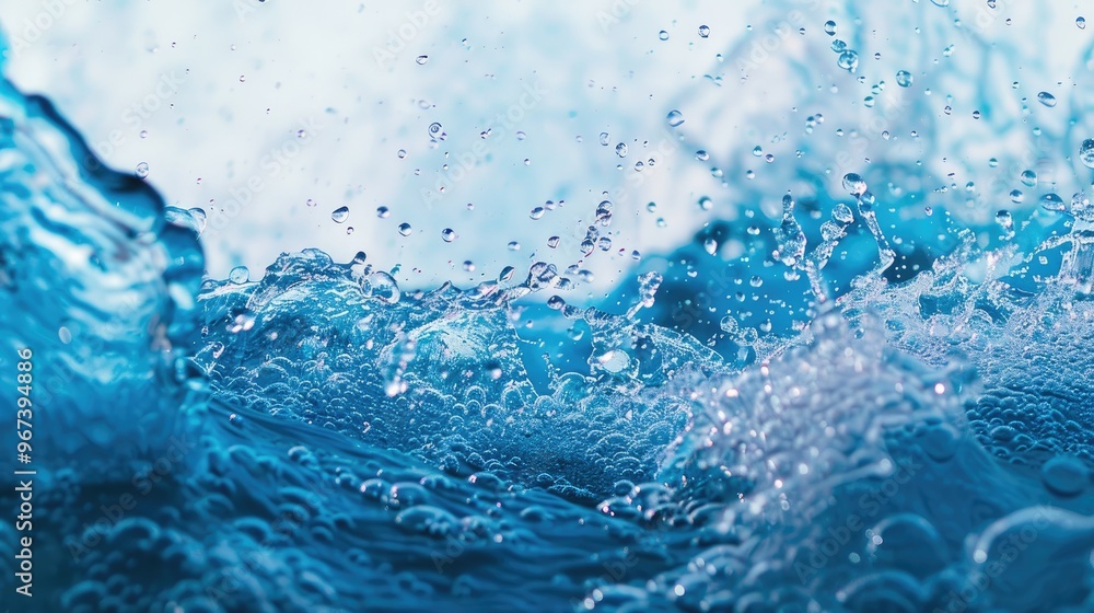 Cleaning drinking water with blue wave and bubbles Cleaning drinking water with blue wave and bubbles