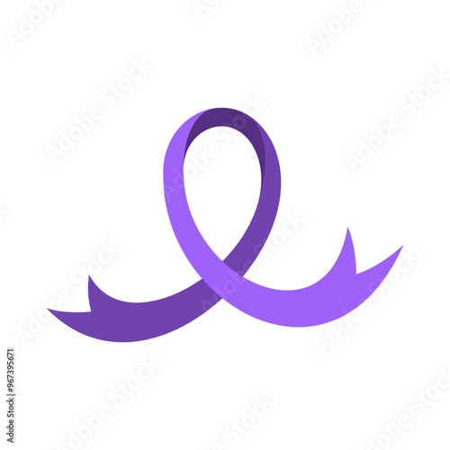 Purple Ribbon Symbol for Alzheimer Awareness and Support