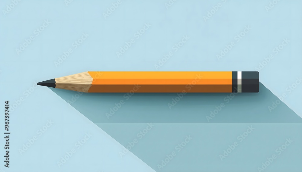 A digital illustration of a wooden pencil on a blue background A digital illustration of a wooden pencil on a blue background