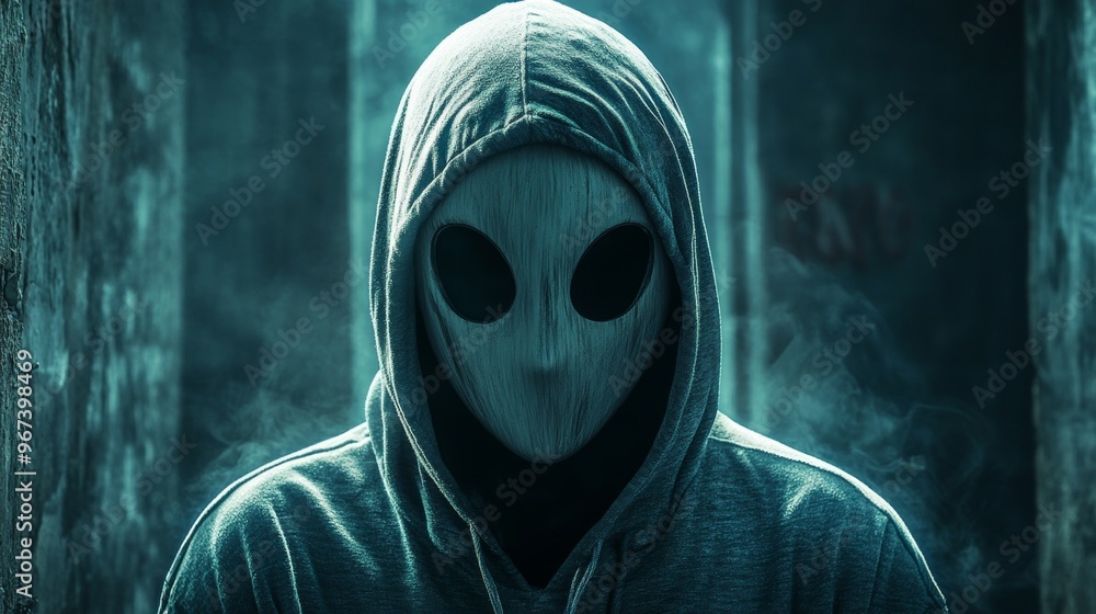 A man in a hoodie with a mask on his face A man in a hoodie with a mask on his face