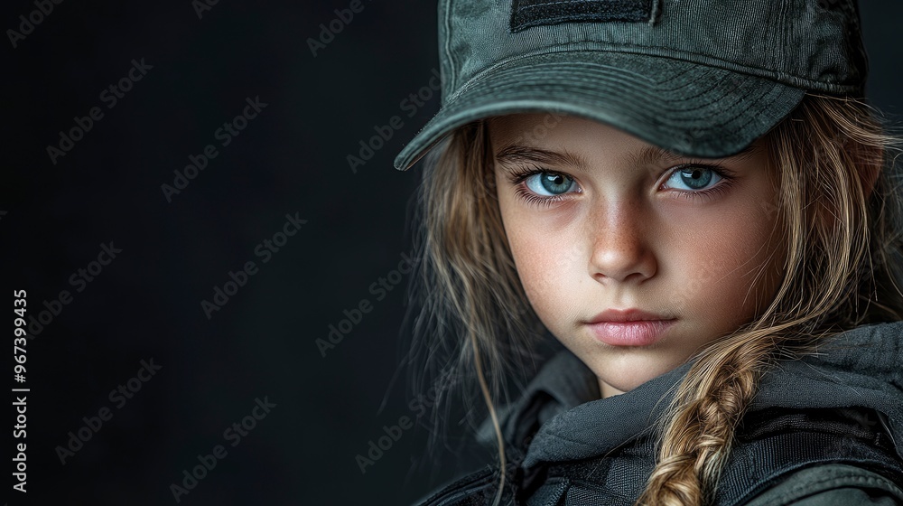 Young Girl with Determined Look Wearing a Cap Young Girl with Determined Look Wearing a Cap