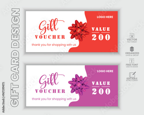 vibrant colorful gift voucher certificate coupon design template