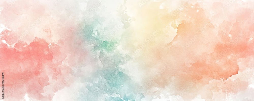 Fototapeta premium A soft watercolor background featuring gentle hues of red, orange, yellow, and green for a serene and calming effect.