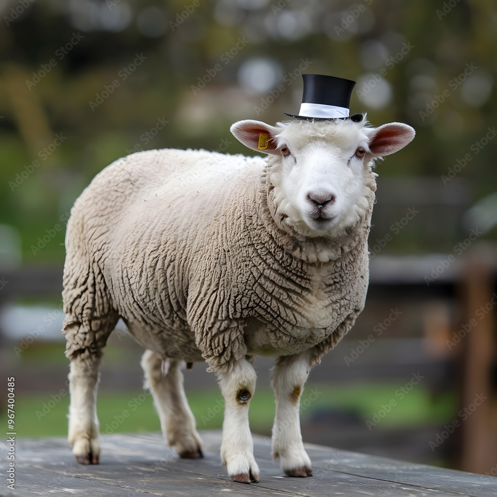 Obraz premium Sheep with a top hat