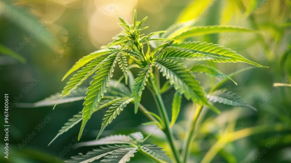 Fototapeta premium Close up modern background of high quality big size print of Cannabis sativa in the Cannabaceae family