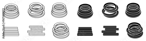 isometric tyres vector silhouttes set