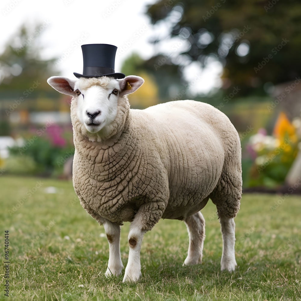 Fototapeta premium Sheep with a top hat