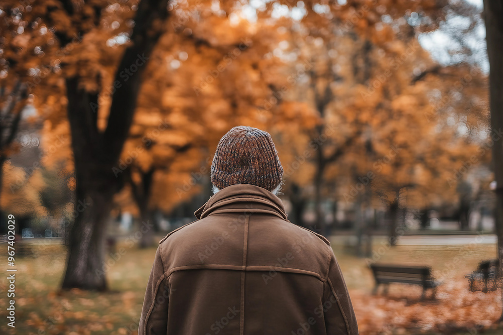 Dramatic quiet autumn scene, sad minded person contemplating rainy day, Generative AI Dramatic quiet autumn scene, sad minded person contemplating rainy day, Generative AI
