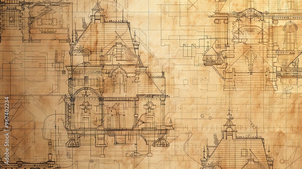 Obraz premium architectural pattern wallpaper