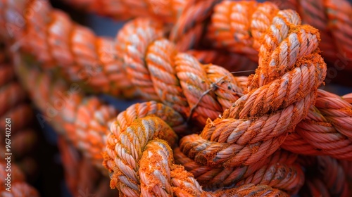 Close up of orange rope in Oliana Spain photo