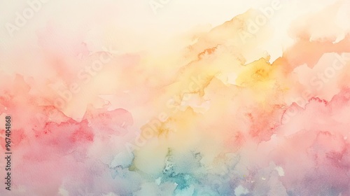 A soft watercolor background featuring gentle hues of pink, yellow, and blue, perfect for artistic designs and soothing aesthetics.