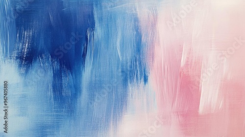 A tranquil abstract painting featuring soft hues of blue and pink, creating a serene and calming atmosphere for any space.